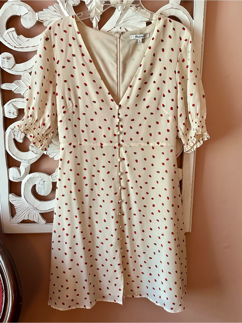 Madewell Women’s Silk Strawberry Clover Button Up Dress XS 00